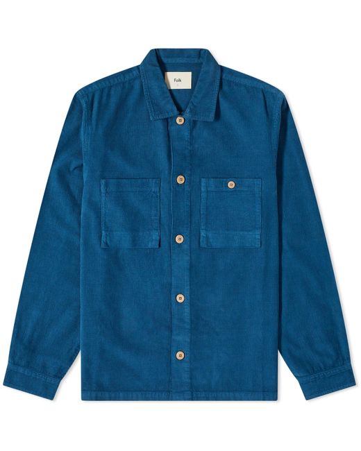 Folk Blue Microcheck Cord Shirt End Exclusive for men