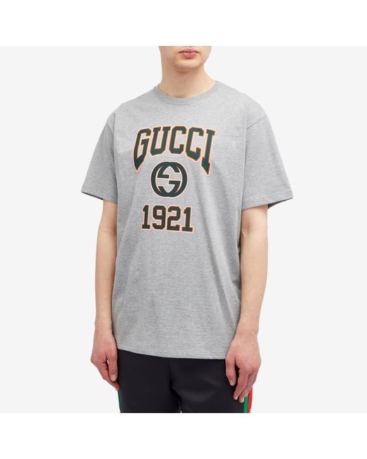Gucci Gray Interlocking Gg College Logo T-Shirt for men