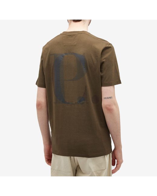 C P Company Brown 30/1 Jersey Graphic T-Shirt for men