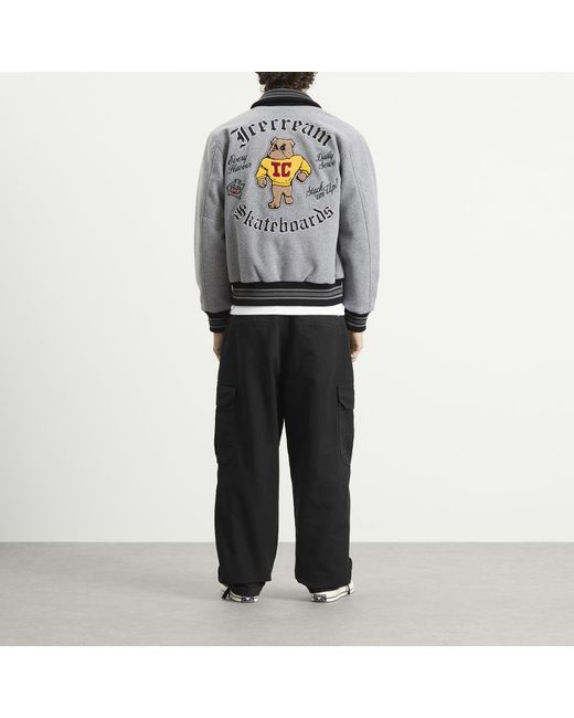 ICECREAM Gray Mascot Varsity Jacket for men