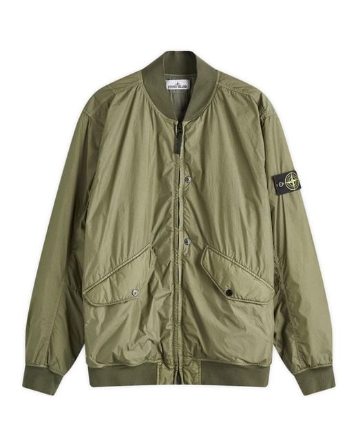 Stone Island Green Crinkle Reps Primaloft-Tc Bomber Jacket for men