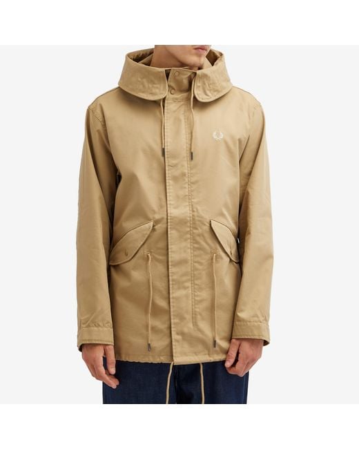 Fred Perry Short Parka Jacket in Natural for Men | Lyst UK