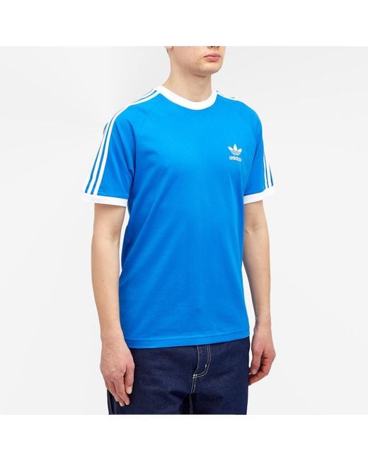 Adidas Blue 3-Stripe T-Shirt for men