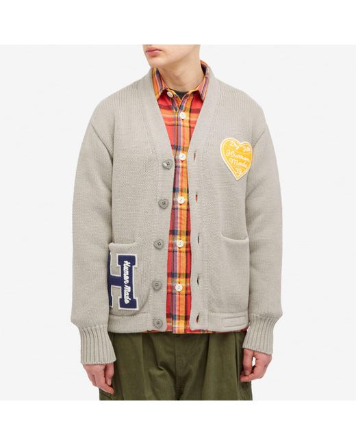 Human Made Gray Knitted College Cardigan for men