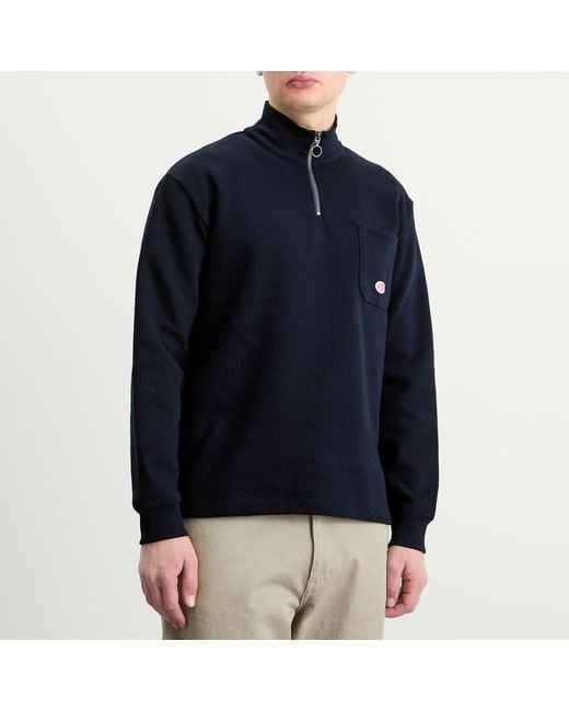 Armor Lux Blue Half Zip Pocket Sweatshirt for men