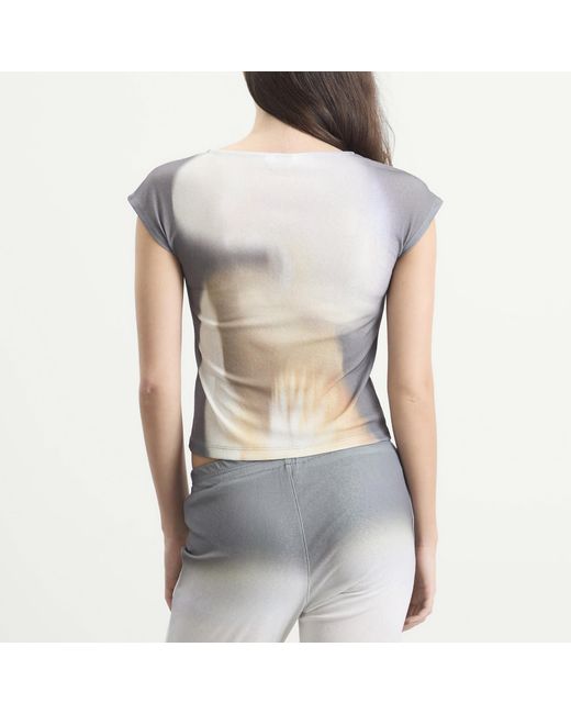 Kijun Gray Print Cap Sleeve Top