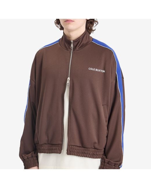 Cole Buxton Brown Contrast Tape Track Jacket for men