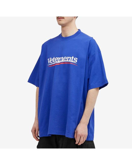 Vetements Blue Campaign Logo T-Shirt for men