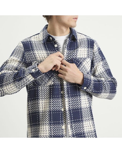 Wax London Blue Whiting Beatnik Overshirt for men