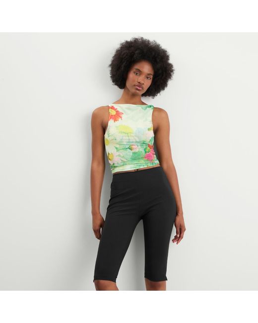 House Of Sunny Green Cosmos Mesh Top