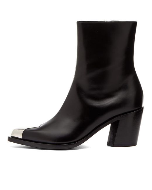 Alexander McQueen Metal Toe Cap Ankle Boot in Black | Lyst