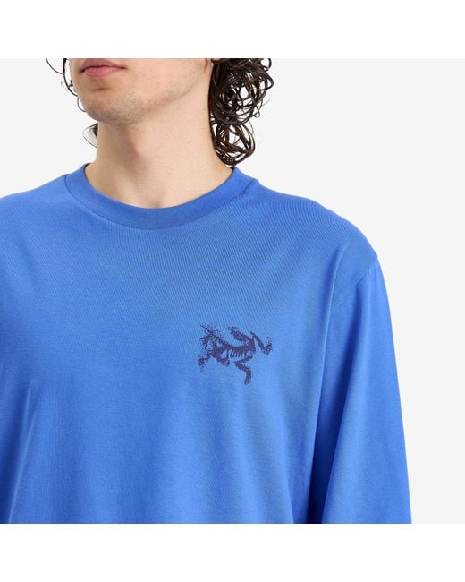 Arc'teryx Blue Kragg Sl Cotton Bird Tile Long Sleeve T-Shirt for men