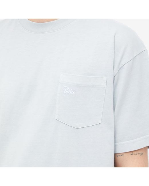PATTA White Basic Washed Pocket T-Shirt for men