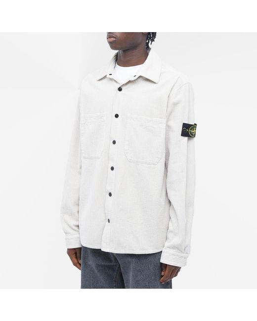 Stone Island Corduroy Overshirt in White for Men | Lyst Canada