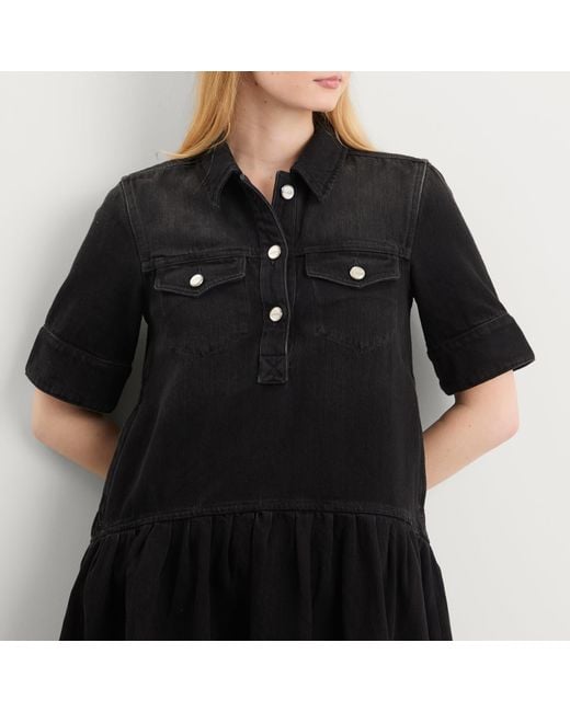 Ganni Black Soft Rigid Denim Mini Dress