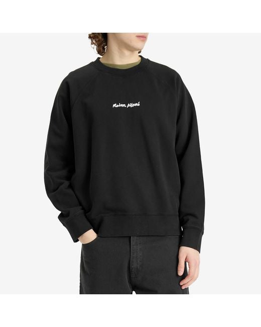 Maison Kitsuné Black Embroidery Oversize Raglan Crew Sweatshirt for men