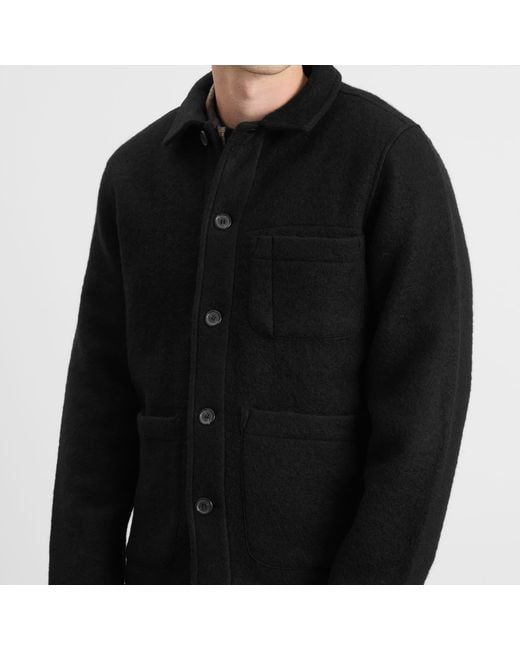 Universal Works Black Wool Fleece Field Jacket for men