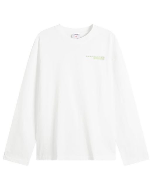 Casablanca White Glitch Orchid Long Sleeve T-Shirt for men