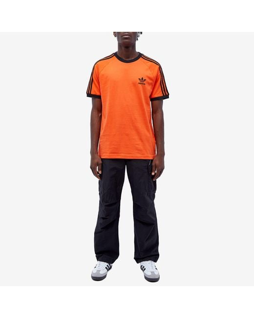 Adidas Orange 3 Stripe T-Shirt for men
