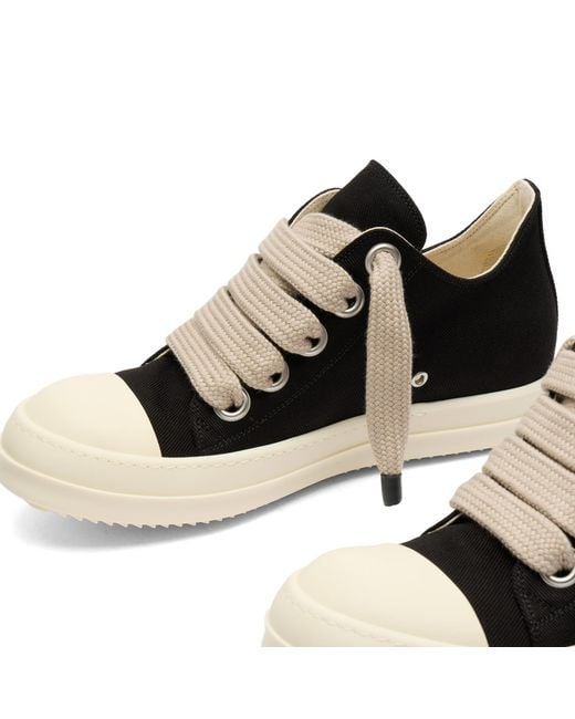 Rick Owens Black Denim Jumbolace Low Sneaks for men