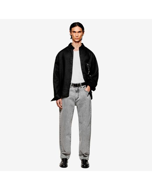 MKI Miyuki-Zoku Black Linen Box Dress Shirt for men