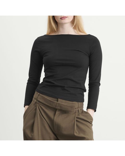 St. Agni Black Soft Jersey Ballerina Top
