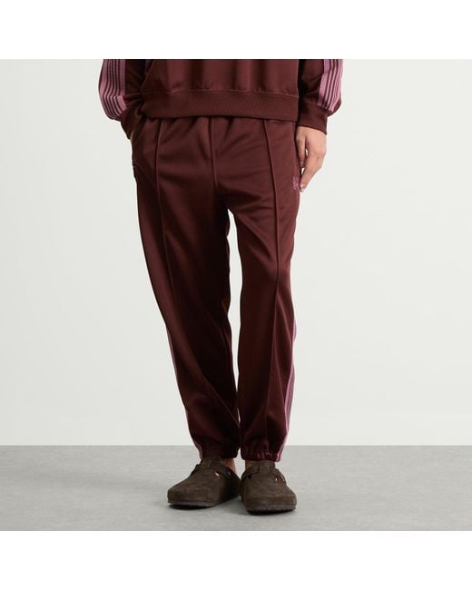 Needles Brown Poly Smooth Zipped Track Pants for men