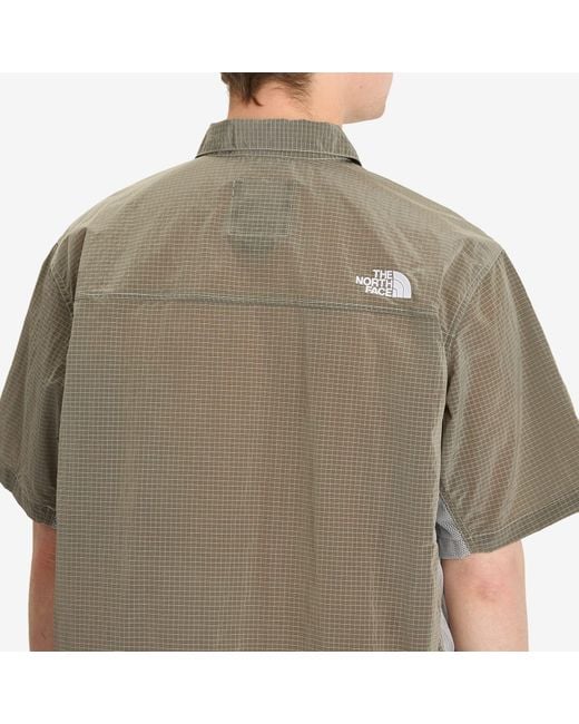 The North Face Green Fabric Mix Short Sleeve Shirt for men