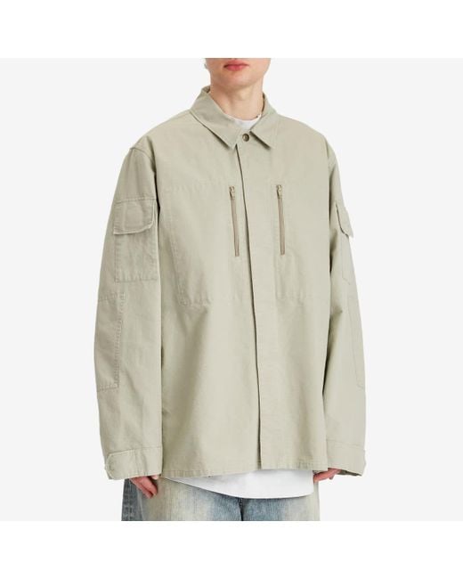 Balenciaga Natural Cotton Ripstop Long Sleeve Military Shirt for men