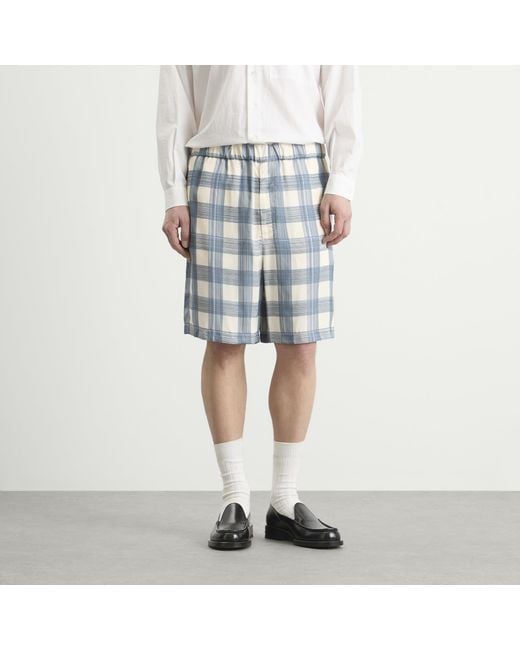 Jil Sander Blue Relaxed Fit Check Shorts for men