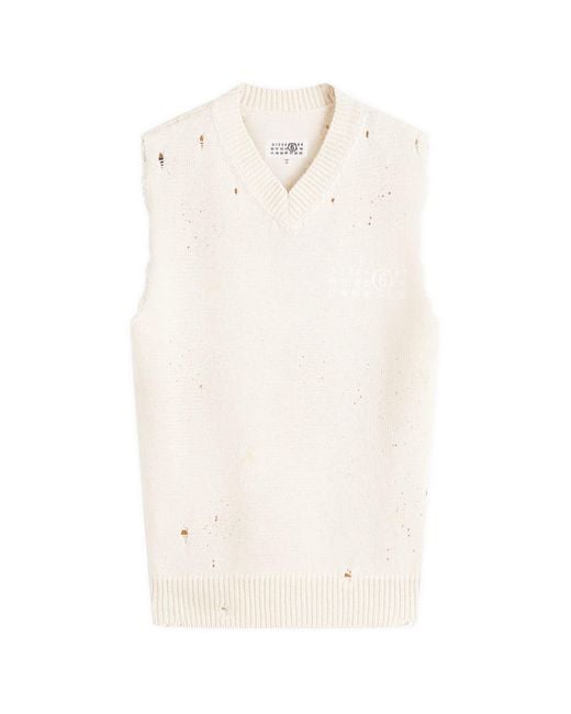 MM6 by Maison Margiela White Numbers Print Vest for men