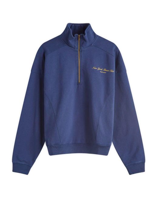 Sporty & Rich Ny Tennis Club Quarter Zip Sweatshirt in Blue