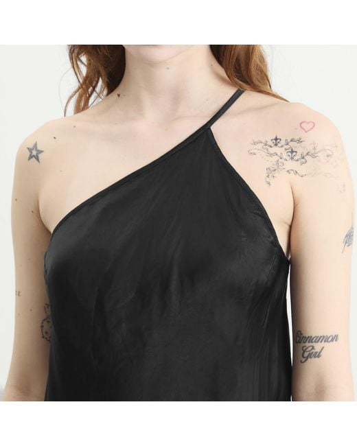 Rick Owens Black One Shoulder Slip Top