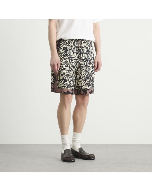 Dries Van Noten Black Squiggle Border Print Shorts for men