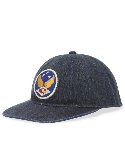 RRL Blue Winged Logo Denim Ball Cap for men