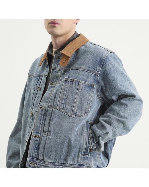 FRIZMWORKS Blue Washed Denim Trucker Jacket for men