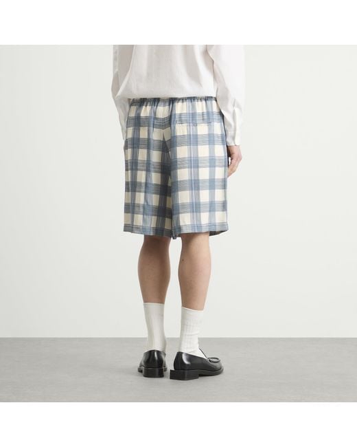 Jil Sander Blue Relaxed Fit Check Shorts for men