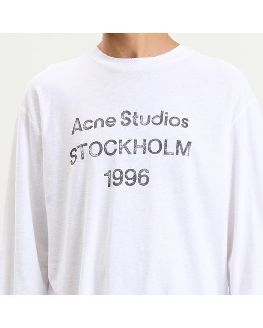 Acne White Edden 1996 G Long Sleeve T-Shirt for men