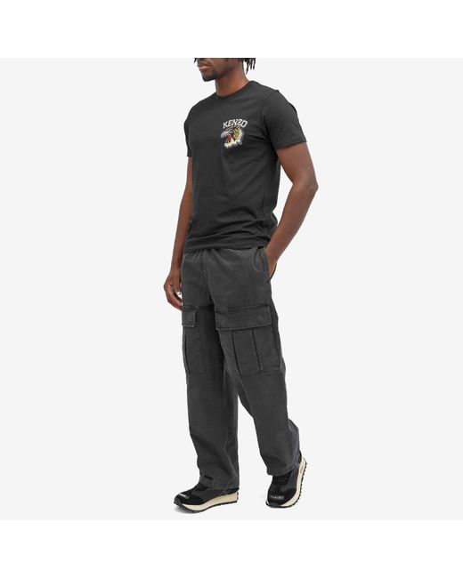 KENZO Black Tiger Varsity Slim T-Shirt for men