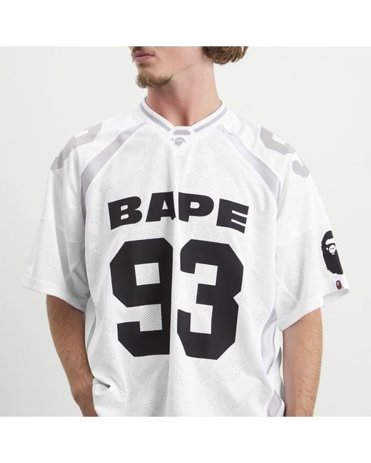 A Bathing Ape White Line Camo Jacquard Football Jersey for men