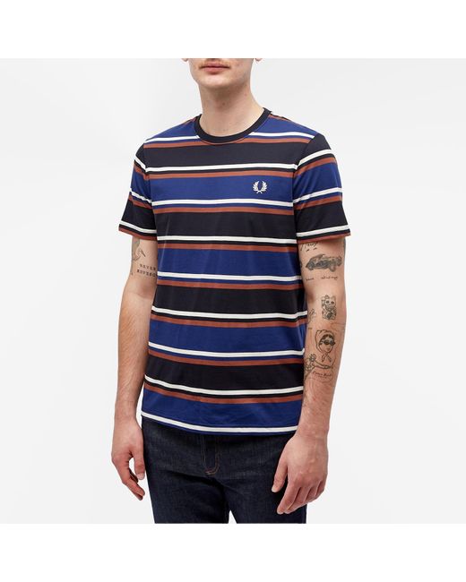 Fred Perry Blue Bold Stripe T-Shirt for men