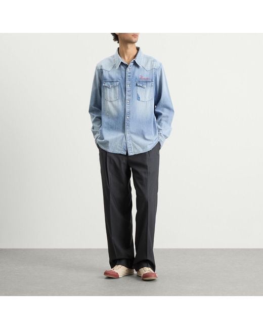 Visvim Blue Social Sculpture Crash Shirt for men