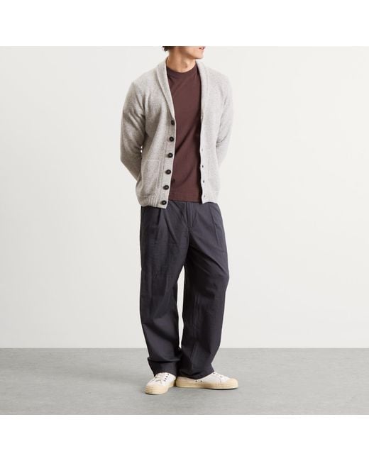 John Smedley Gray Rockford Cashmere Shawl Collar Cardigan for men