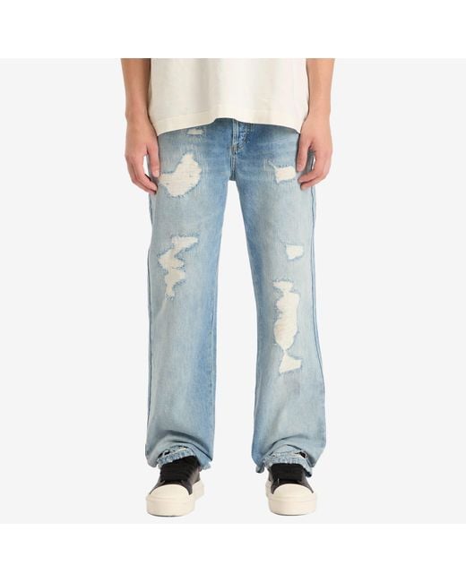 Cole Buxton Blue Repaired Jeans for men