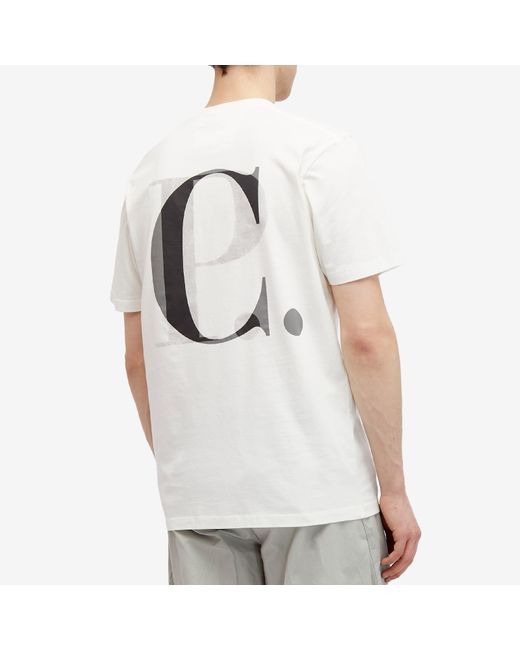 C P Company White 30/1 Jersey Graphic T-Shirt for men