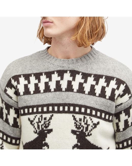 Beams Plus Multicolor Winter Pattern Crew Jumper for men