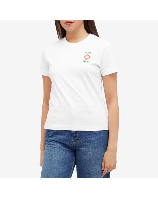Casablancabrand White Casa Sport Printed Fitted T-Shirt