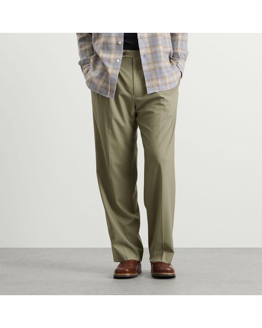 Auralee Green Tropical Wool Trousers for men