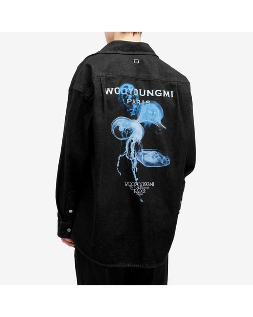 Wooyoungmi Black Jellyfish Print Denim Shirt for men