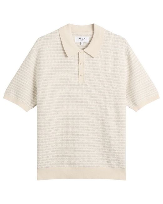 Wax London Natural Naples Mini Geo Knit Polo for men